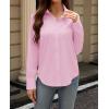imagesiliteelon Button Down Dress Shirts for Women Long Sleeve Wrinkle Free Shirts Solid Work Business Formal Button Up ShirtPink