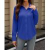 imagesiliteelon Button Down Dress Shirts for Women Long Sleeve Wrinkle Free Shirts Solid Work Business Formal Button Up ShirtRoyal Blue