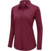 imagesiliteelon Button Down Shirts Dress Shirts for Women Long Sleeve Womens Work Shirts Regular Fit Cotton Dress ShirtsBurgundy