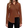 imagesiliteelon Button Down Shirts Dress Shirts for Women Long Sleeve Womens Work Shirts Regular Fit Cotton Dress ShirtsCaramel