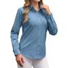 imagesiliteelon Button Down Shirts Dress Shirts for Women Long Sleeve Womens Work Shirts Regular Fit Cotton Dress ShirtsDenim Blue