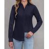imagesiliteelon Button Down Shirts Dress Shirts for Women Long Sleeve Womens Work Shirts Regular Fit Cotton Dress ShirtsNavy Blue