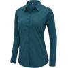 imagesiliteelon Button Down Shirts Dress Shirts for Women Long Sleeve Womens Work Shirts Regular Fit Cotton Dress ShirtsPeacock Blue