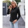 imagesiliteelon Button Down Shirts for Women Dress Shirts Cotton Long Sleeve Shirts for Women Wrinkle Free Stretch Work BlouseAll Black