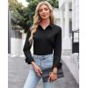 imagesiliteelon Button Down Shirts for Women Dress Shirts Cotton Long Sleeve Shirts for Women Wrinkle Free Stretch Work BlouseAll Black