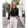 imagesiliteelon Button Down Shirts for Women Dress Shirts Cotton Long Sleeve Shirts for Women Wrinkle Free Stretch Work BlouseAll Black