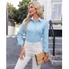 imagesiliteelon Button Down Shirts for Women Dress Shirts Cotton Long Sleeve Shirts for Women Wrinkle Free Stretch Work BlouseAll Blue