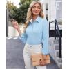 imagesiliteelon Button Down Shirts for Women Dress Shirts Cotton Long Sleeve Shirts for Women Wrinkle Free Stretch Work BlouseAll Blue