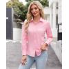 imagesiliteelon Button Down Shirts for Women Dress Shirts Cotton Long Sleeve Shirts for Women Wrinkle Free Stretch Work BlouseAll Pink
