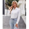imagesiliteelon Button Down Shirts for Women Dress Shirts Cotton Long Sleeve Shirts for Women Wrinkle Free Stretch Work BlouseAll White