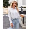 imagesiliteelon Button Down Shirts for Women Dress Shirts Cotton Long Sleeve Shirts for Women Wrinkle Free Stretch Work BlouseAll White
