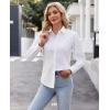 imagesiliteelon Button Down Shirts for Women Dress Shirts Cotton Long Sleeve Shirts for Women Wrinkle Free Stretch Work BlouseAll White