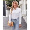 imagesiliteelon Button Down Shirts for Women Dress Shirts Cotton Long Sleeve Shirts for Women Wrinkle Free Stretch Work BlouseAll White