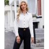 imagesiliteelon Button Down Shirts for Women Dress Shirts Cotton Long Sleeve Shirts for Women Wrinkle Free Stretch Work BlouseWhite Black