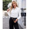 imagesiliteelon Button Down Shirts for Women Dress Shirts Cotton Long Sleeve Shirts for Women Wrinkle Free Stretch Work BlouseWhite Black