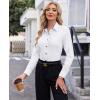 imagesiliteelon Button Down Shirts for Women Dress Shirts Cotton Long Sleeve Shirts for Women Wrinkle Free Stretch Work BlouseWhite Black