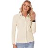 imagesiliteelon Button Down Shirts for Women Slim fit Long Sleeve Stretch Dress Shirts Work Shirt Wrinkle Free Office BlousesBeige