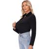 imagesiliteelon Button Down Shirts for Women Slim fit Long Sleeve Stretch Dress Shirts Work Shirt Wrinkle Free Office BlousesBlack