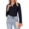 imagesiliteelon Button Down Shirts for Women Slim fit Long Sleeve Stretch Dress Shirts Work Shirt Wrinkle Free Office BlousesBlack
