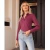 imagesiliteelon Button Down Shirts for Women Slim fit Long Sleeve Stretch Dress Shirts Work Shirt Wrinkle Free Office BlousesBurgundy