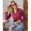imagesiliteelon Button Down Shirts for Women Slim fit Long Sleeve Stretch Dress Shirts Work Shirt Wrinkle Free Office BlousesBurgundy