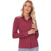 imagesiliteelon Button Down Shirts for Women Slim fit Long Sleeve Stretch Dress Shirts Work Shirt Wrinkle Free Office BlousesBurgundy