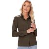 imagesiliteelon Button Down Shirts for Women Slim fit Long Sleeve Stretch Dress Shirts Work Shirt Wrinkle Free Office BlousesCoffee Brown
