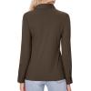 imagesiliteelon Button Down Shirts for Women Slim fit Long Sleeve Stretch Dress Shirts Work Shirt Wrinkle Free Office BlousesCoffee Brown