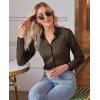 imagesiliteelon Button Down Shirts for Women Slim fit Long Sleeve Stretch Dress Shirts Work Shirt Wrinkle Free Office BlousesCoffee Brown