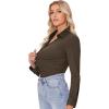imagesiliteelon Button Down Shirts for Women Slim fit Long Sleeve Stretch Dress Shirts Work Shirt Wrinkle Free Office BlousesCoffee Brown