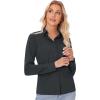 imagesiliteelon Button Down Shirts for Women Slim fit Long Sleeve Stretch Dress Shirts Work Shirt Wrinkle Free Office BlousesDark Grey
