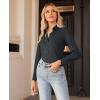 imagesiliteelon Button Down Shirts for Women Slim fit Long Sleeve Stretch Dress Shirts Work Shirt Wrinkle Free Office BlousesDark Grey