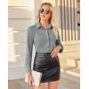 imagesiliteelon Button Down Shirts for Women Slim fit Long Sleeve Stretch Dress Shirts Work Shirt Wrinkle Free Office BlousesGray