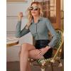 imagesiliteelon Button Down Shirts for Women Slim fit Long Sleeve Stretch Dress Shirts Work Shirt Wrinkle Free Office BlousesGray