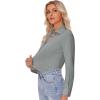 imagesiliteelon Button Down Shirts for Women Slim fit Long Sleeve Stretch Dress Shirts Work Shirt Wrinkle Free Office BlousesGray