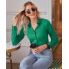 imagesiliteelon Button Down Shirts for Women Slim fit Long Sleeve Stretch Dress Shirts Work Shirt Wrinkle Free Office BlousesGreen
