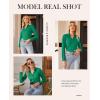 imagesiliteelon Button Down Shirts for Women Slim fit Long Sleeve Stretch Dress Shirts Work Shirt Wrinkle Free Office BlousesGreen