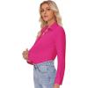 imagesiliteelon Button Down Shirts for Women Slim fit Long Sleeve Stretch Dress Shirts Work Shirt Wrinkle Free Office BlousesHot Pink