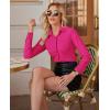 imagesiliteelon Button Down Shirts for Women Slim fit Long Sleeve Stretch Dress Shirts Work Shirt Wrinkle Free Office BlousesHot Pink