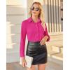 imagesiliteelon Button Down Shirts for Women Slim fit Long Sleeve Stretch Dress Shirts Work Shirt Wrinkle Free Office BlousesHot Pink