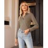 imagesiliteelon Button Down Shirts for Women Slim fit Long Sleeve Stretch Dress Shirts Work Shirt Wrinkle Free Office BlousesKhaki