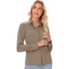 imagesiliteelon Button Down Shirts for Women Slim fit Long Sleeve Stretch Dress Shirts Work Shirt Wrinkle Free Office BlousesKhaki