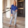 imagesiliteelon Button Down Shirts for Women Slim fit Long Sleeve Stretch Dress Shirts Work Shirt Wrinkle Free Office BlousesKlein Blue