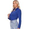 imagesiliteelon Button Down Shirts for Women Slim fit Long Sleeve Stretch Dress Shirts Work Shirt Wrinkle Free Office BlousesKlein Blue