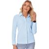 imagesiliteelon Button Down Shirts for Women Slim fit Long Sleeve Stretch Dress Shirts Work Shirt Wrinkle Free Office BlousesLight Blue