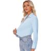 imagesiliteelon Button Down Shirts for Women Slim fit Long Sleeve Stretch Dress Shirts Work Shirt Wrinkle Free Office BlousesLight Blue