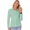 imagesiliteelon Button Down Shirts for Women Slim fit Long Sleeve Stretch Dress Shirts Work Shirt Wrinkle Free Office BlousesLight Green