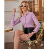 imagesiliteelon Button Down Shirts for Women Slim fit Long Sleeve Stretch Dress Shirts Work Shirt Wrinkle Free Office BlousesMauve