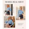 imagesiliteelon Button Down Shirts for Women Slim fit Long Sleeve Stretch Dress Shirts Work Shirt Wrinkle Free Office BlousesMist Blue