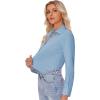 imagesiliteelon Button Down Shirts for Women Slim fit Long Sleeve Stretch Dress Shirts Work Shirt Wrinkle Free Office BlousesMist Blue